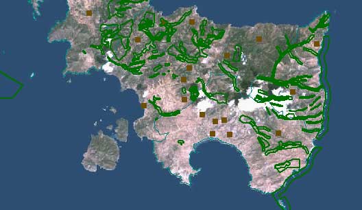 Χάρτης ΡΑΕ κατανομής αιολικών πάρκων στη Ν. Καρυστία